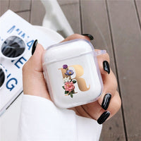 Cute Floral Clear & Gold Alphabet Soft Cases For AirPods 1, 2 & Pro