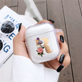 Cute Floral Clear & Gold Alphabet Soft Cases For AirPods 1, 2 & Pro